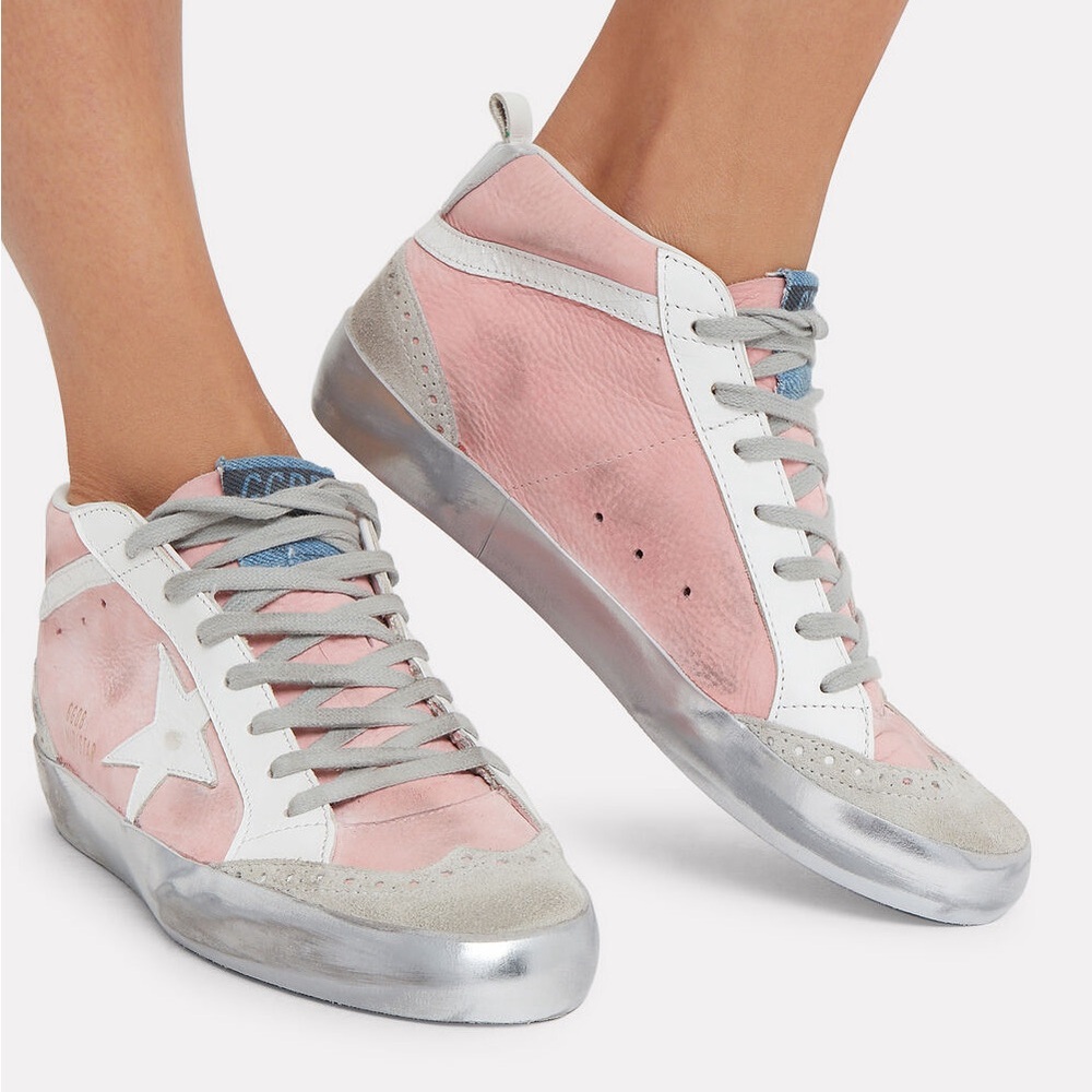 GOLDEN GOOSE
Mid Star Blush Suede Sneakers BLUSH/WHITE/SILVER size 37